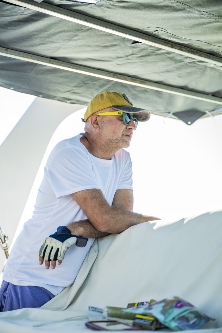 Marin Tintchev, founder of GeoSynapse, on board a yacht